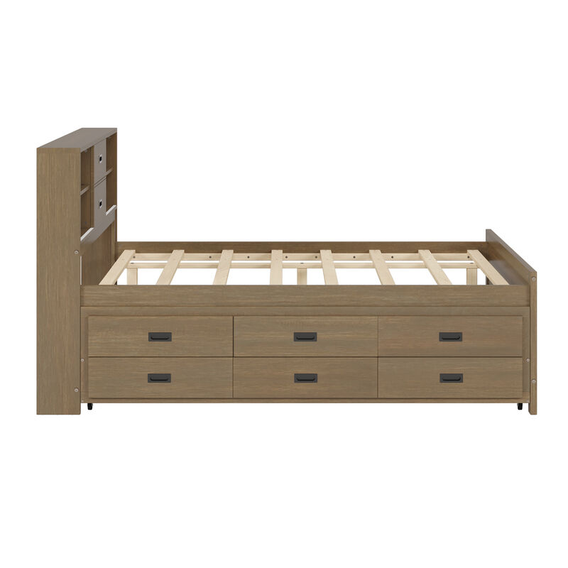 Merax Captain Bed with Storage Bookcase Headboard
