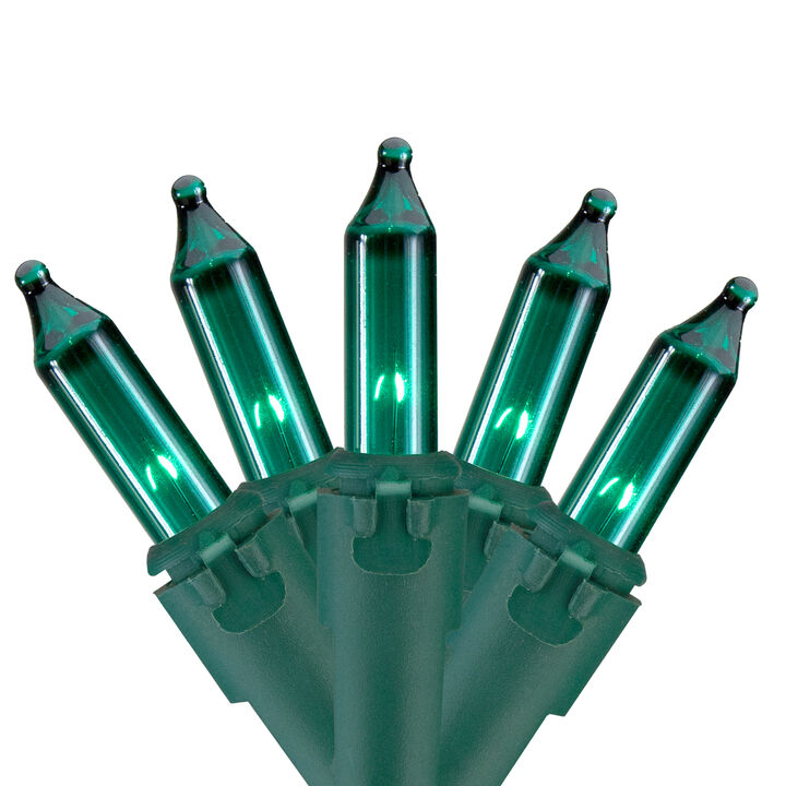 50 Count Teal Green Mini Christmas Light Set  17 ft Green Wire