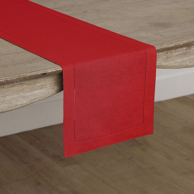 Solino Home 100% Pure Linen Table Runner | Classic Hemstitch for Thanksgiving, Christmas