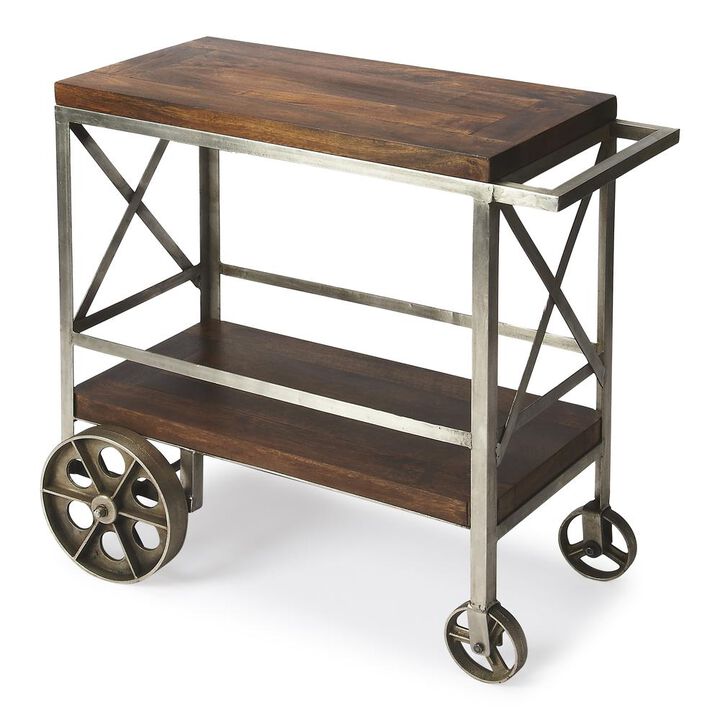 Butler Specialty Merrill Metal & Wood Bar Cart, Multi-Color Butler Specialty Merrill Metal & Wood Bar Cart, Multi-Color