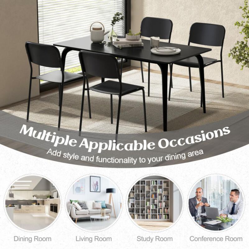Hivvago Modern Dining Chairs Set of 4 with Tilted Backrest and Sturdy Metal Legs