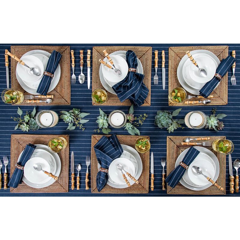 Solino Home 100% Pure Linen Tablecloth | Pinstripe