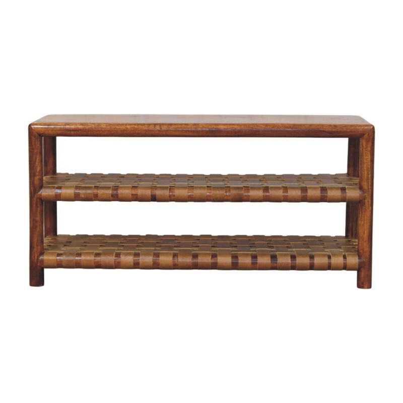 Artisan Furniture Solid Wood Regency Woven Chestnut 2 slot Shoe Rack