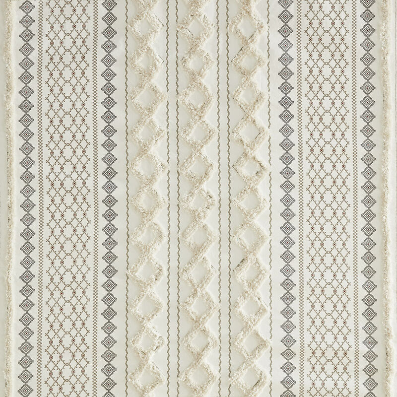 Gracie Mills Modesto Chenille Striped Cotton Printed Shower Curtain