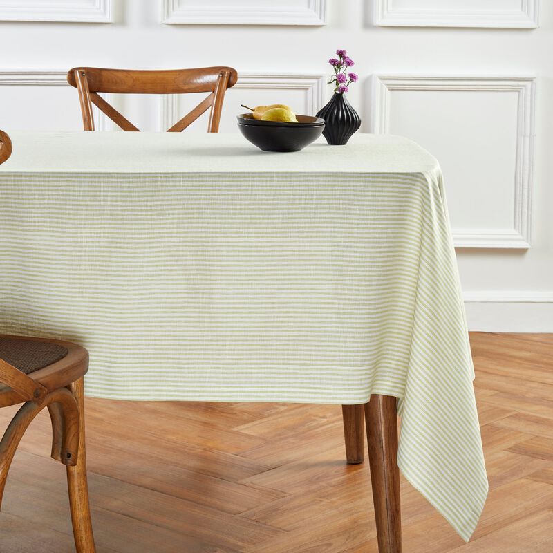 Solino Home 100% Pure Linen Tablecloth | Narrow Stripe