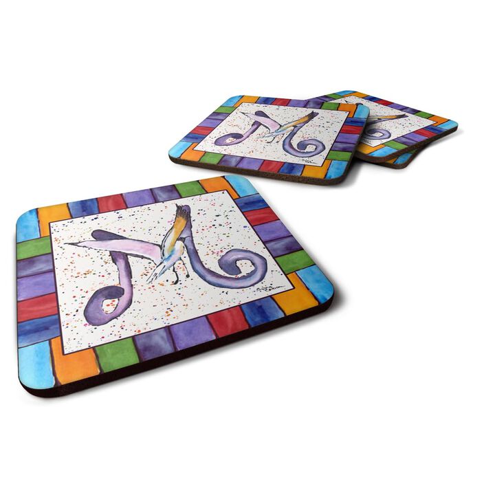 Caroline's Treasures 8436-MFC Beach and Seafood Foam Coasters (Set of 4), 3.5 H x 3.5 W, Multicolor