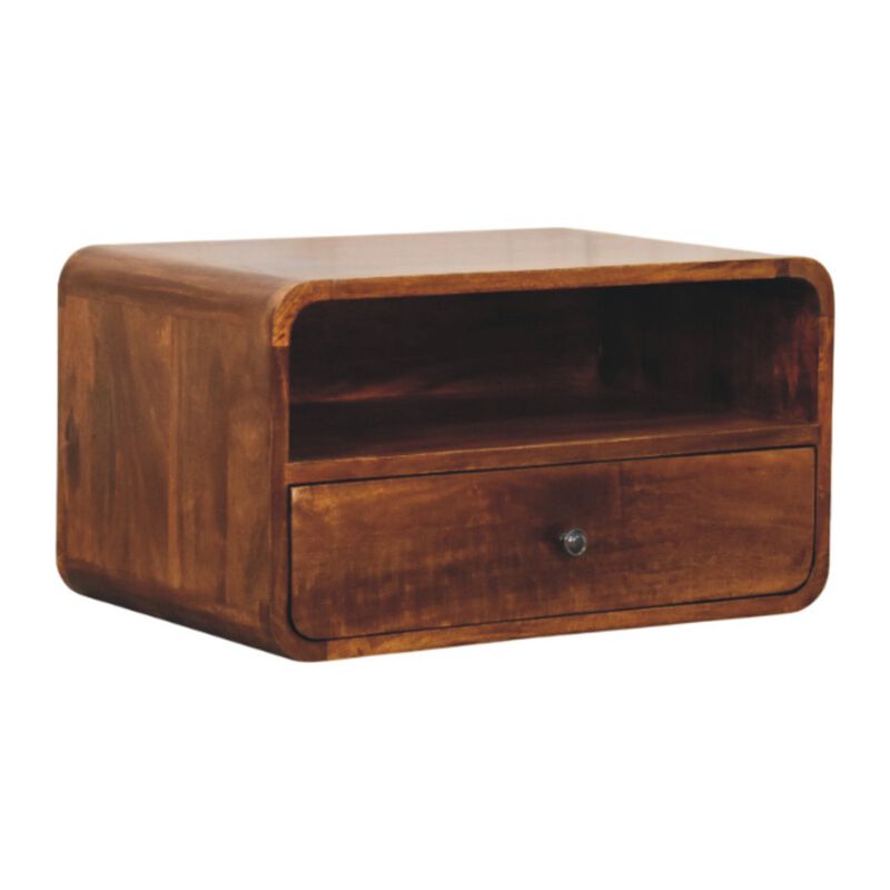 Artisan Furniture Solid Wood Avora Wall-Mounted Chestnut Nightstand