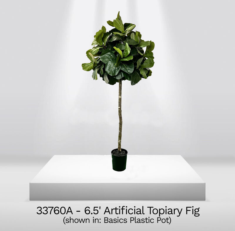 Handmade 6.5' Artificial Topiary Fig Tree In Home Basics Starter Pot Made with Real Wood and Moss Accents