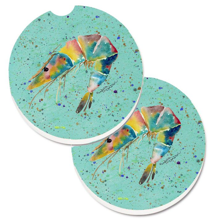 Caroline's Treasures Shrmip Set of 2 Cup Holder Car Coasters 8460CARC, 2.56, Multicolor