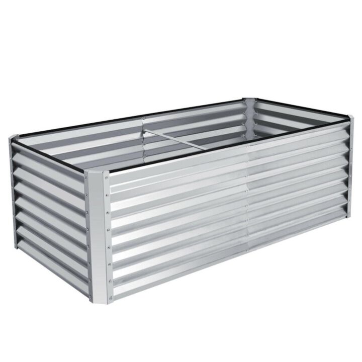 Hivvago 6 x 3 x 2 Feet Rustproof Metal Planter Box with Ground Stakes for Plants