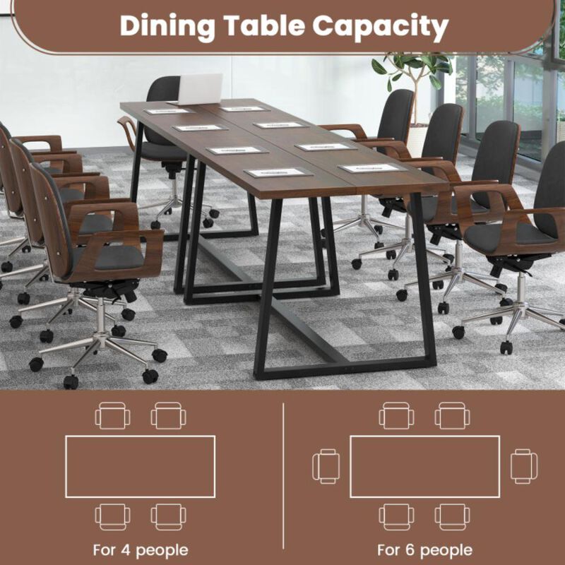 Hivvago Large Dining Table with Heavy-duty Metal Frame and Anti-slip Foot Pads