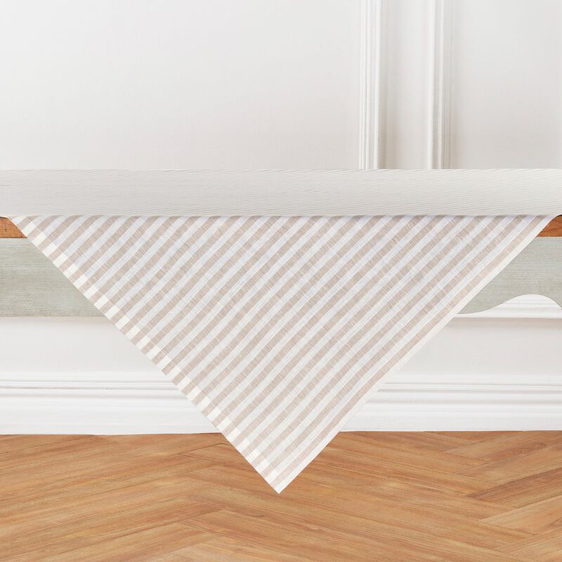 Solino Home 100% Pure Linen Table Throw 52 x 52 Inch | Amalfi Stripe