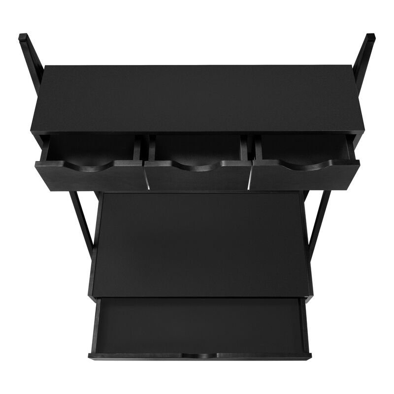 Monarch Specialties I 7330 Computer Desk, Home Office, Laptop, Leaning, Storage Drawers, 32"L, Work, Metal, Laminate, Black, Contemporary, Modern