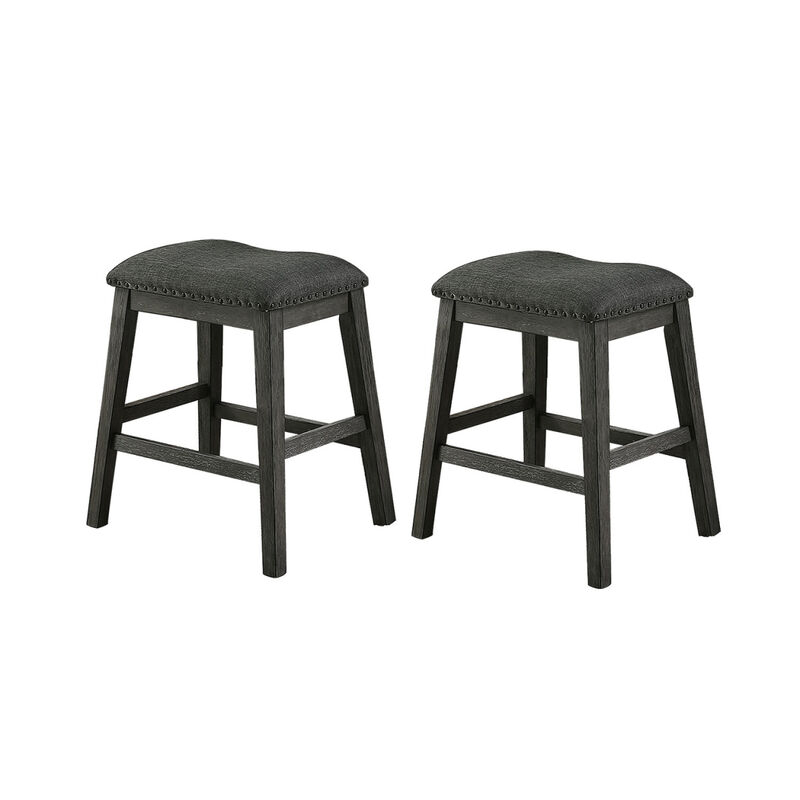 Linen-Fabric Padded Counter Stool, Dark Grey(Set Of 2)