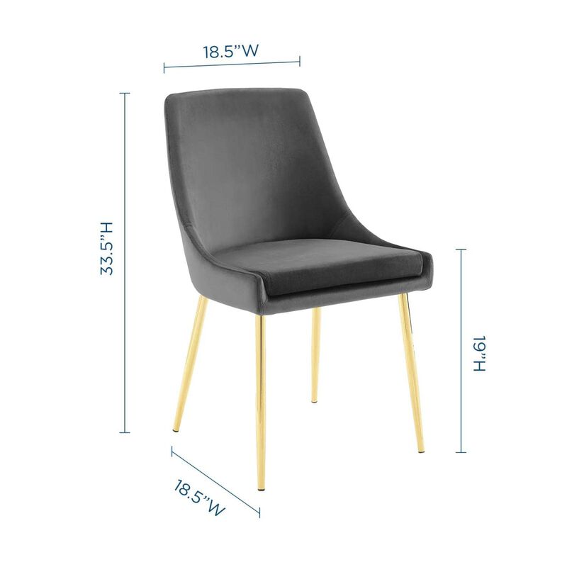 Modway Viscount Performance Velvet Dining Chairs - Set of 2, Gold Charcoal