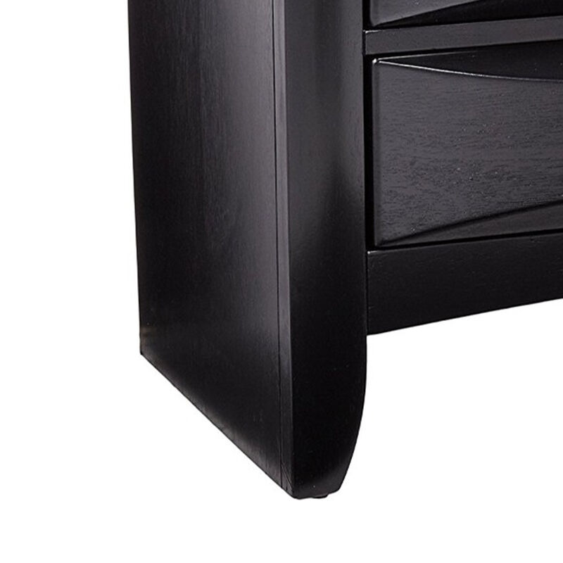 Wooden 2 Drawer Nightstand with tray, Black-Benzara