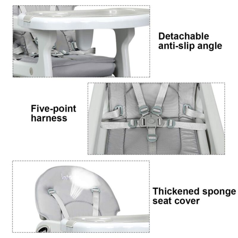 Hivvago 3-in-1 Baby High Chair with Lockable Universal Wheels