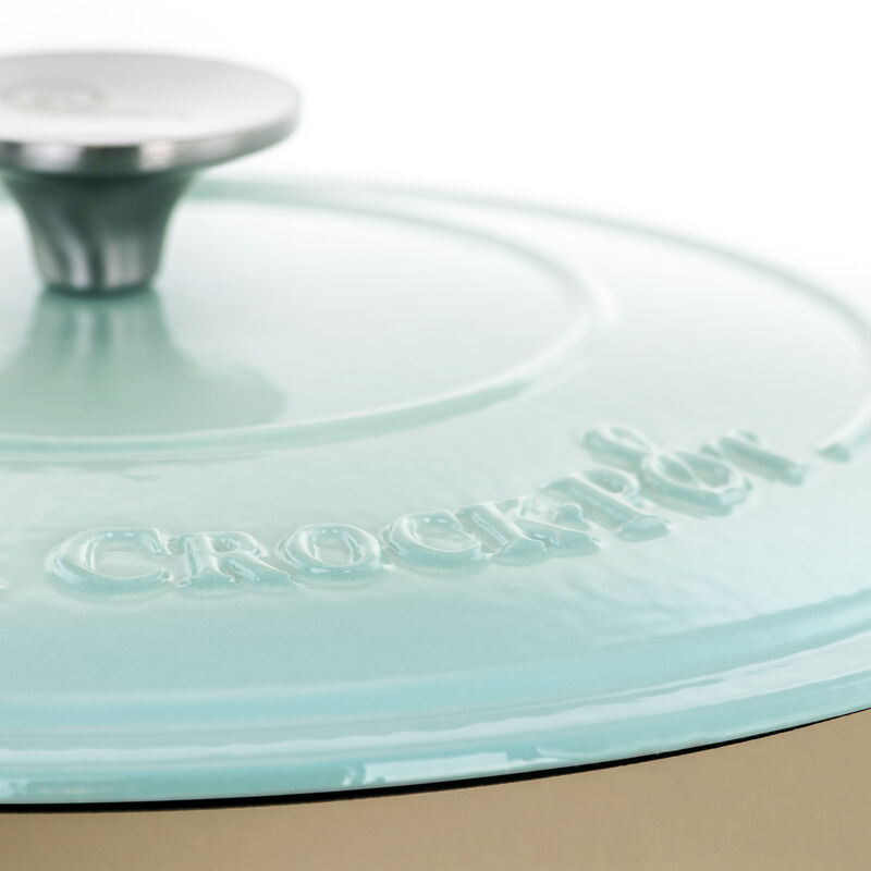 Crock-Pot Artisan 2 Piece 7 Quarts Enameled Cast Iron Dutch Oven in Aqua Blue