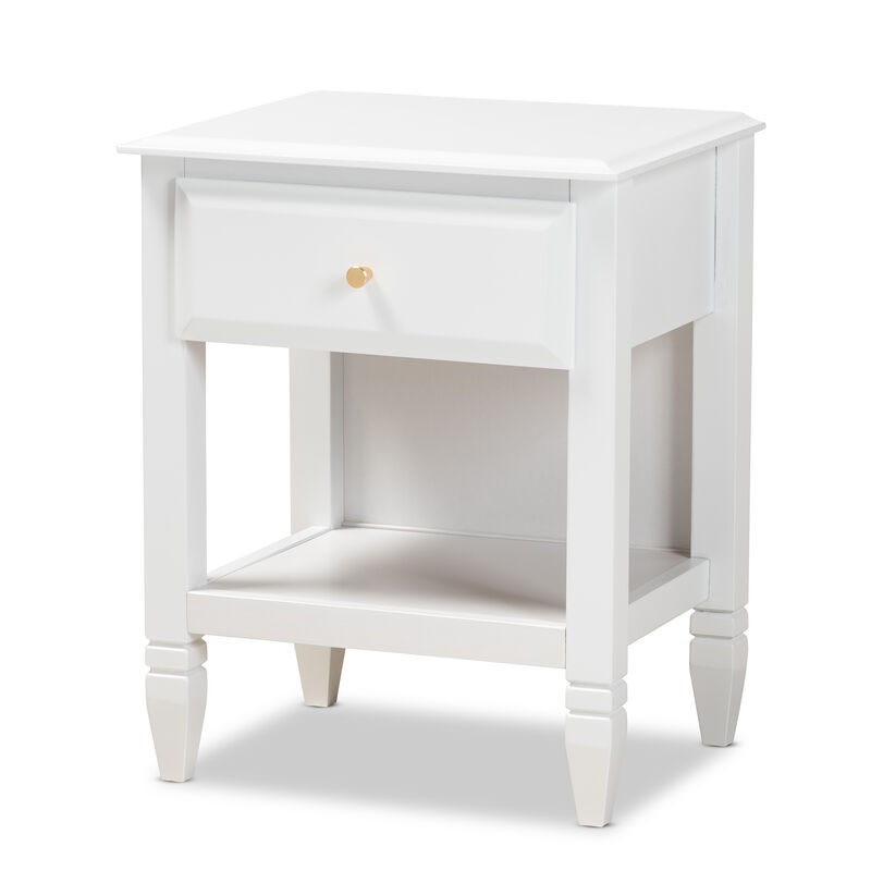 Baxton Studio Naomi Classic And Transitional White Finished Wood 1 Drawer Bedroom Nightstand