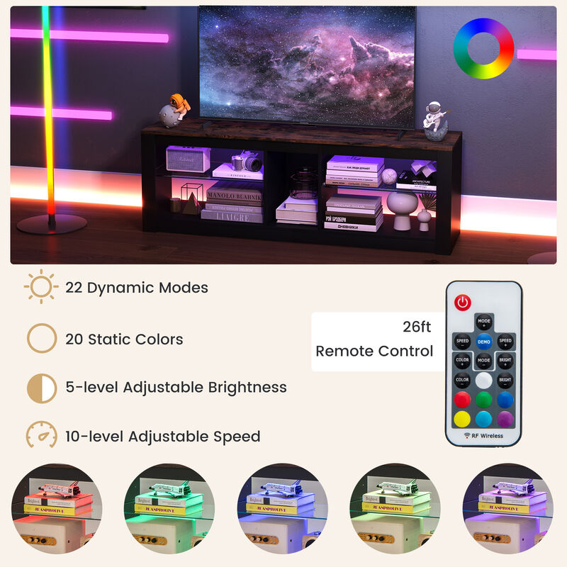 Modern TV Stand with LED Lights and Adjustable Shelves for Flat Screen TVs