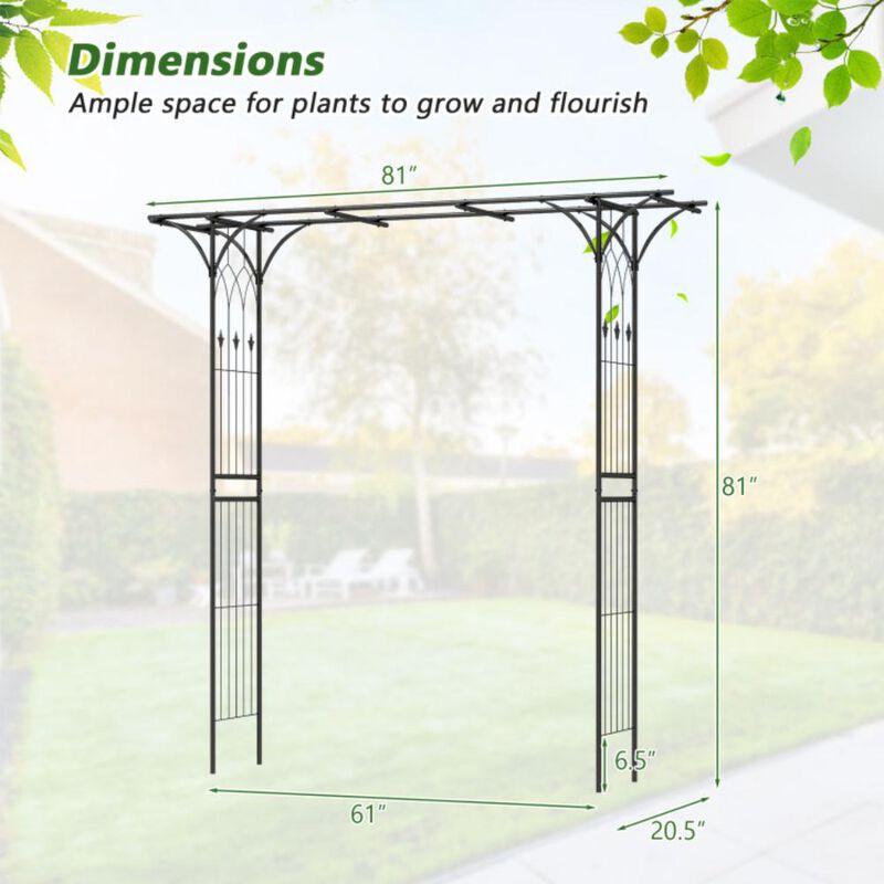 Hivvago 81 Inch Garden Arbor Metal Archway for Climbing Plants-Black