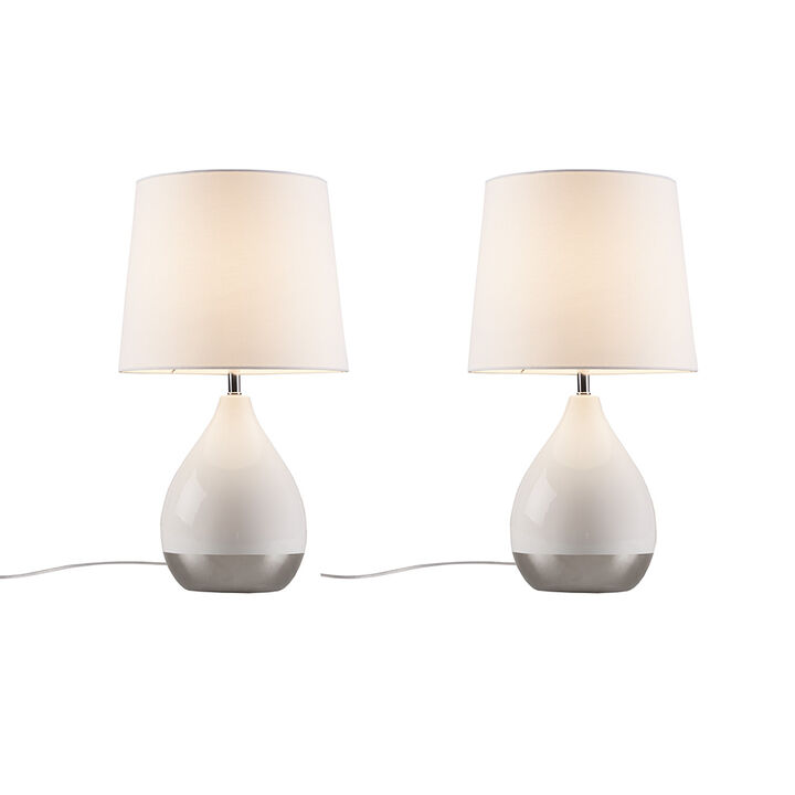 Gracie Mills Gibson Dual-Tone Elegance Ceramic Table Lamp Set of 2