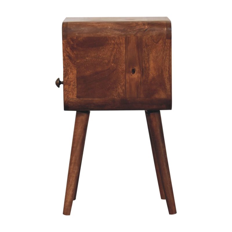 Artisan Furniture Solid Wood Mini Honey Caramel Curved Bedside with Open Slot