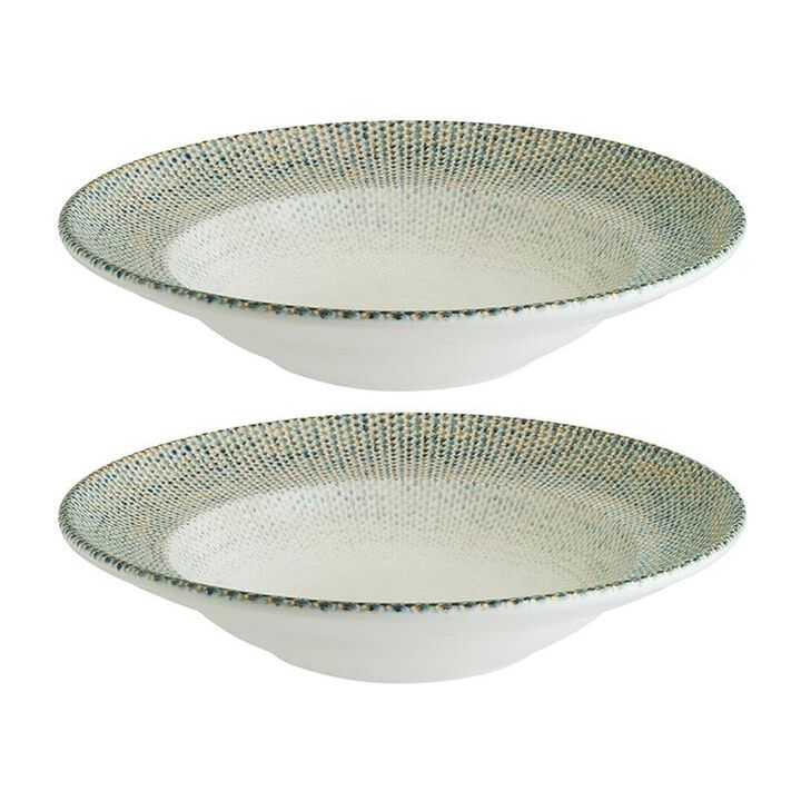 Sway dia.10.75" h:2.25" 16 oz. Round Decorated Porcelain Bowl (Set of 2)