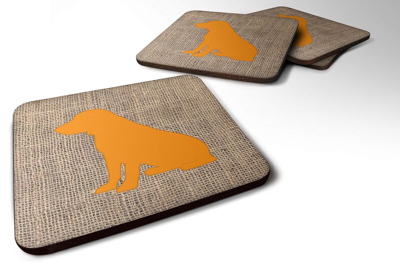 Caroline's Treasures BB1070-BL-OR-FC Boykin Spaniel Burlap and Orange Foam Coasters (Set of 4), 3.5 H x 3.5 W, Multicolor