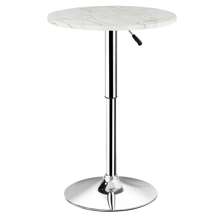 Adjustable 360° Swivel Height Round Pub Table with Marble Top