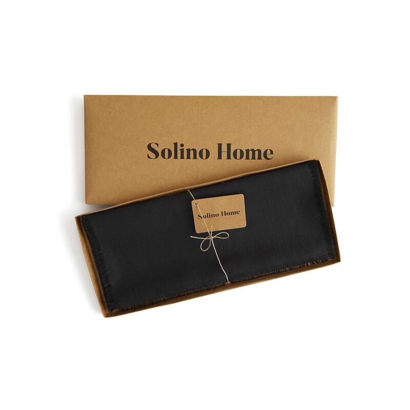 Solino Home 100% Pure Linen Table Runner 18 x 90 Inch | Fringe