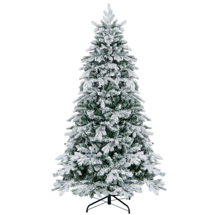 Flocked Christmas Tree with Warm White LED Lights Flocked Christmas Tree with Warm White LED Lights