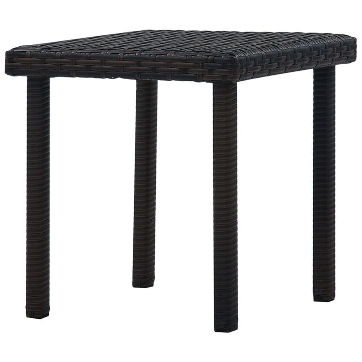 Outdoor Side End Table, 16 Inch Square Top, Woven Brown Poly Rattan - Benzara