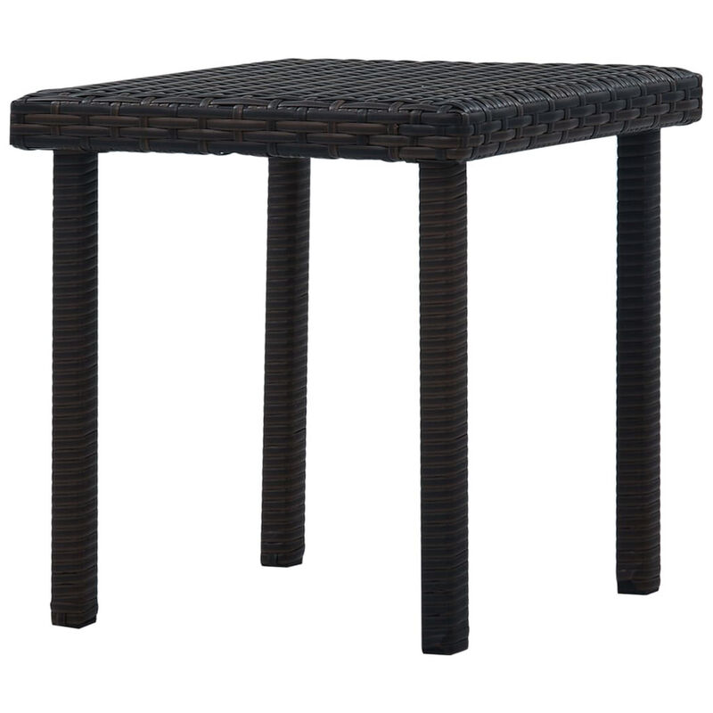 Outdoor Side End Table, 16 Inch Square Top, Woven Brown Poly Rattan - Benzara