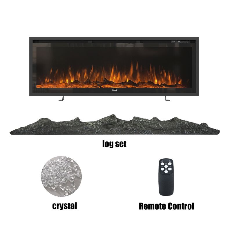 MONDAWE 50" Recessed Wall-mounted Freestanding Electric Fireplace with Remote Control