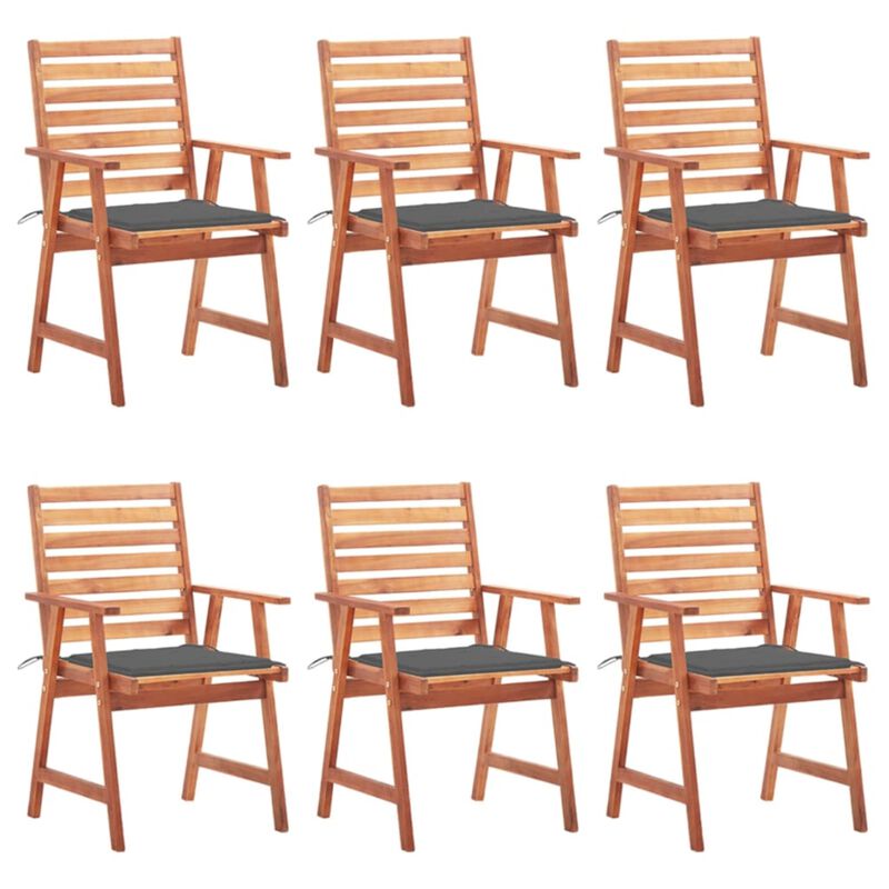 vidaXL Outdoor Dining Chairs 6 pcs with Cushions Solid Acacia Wood