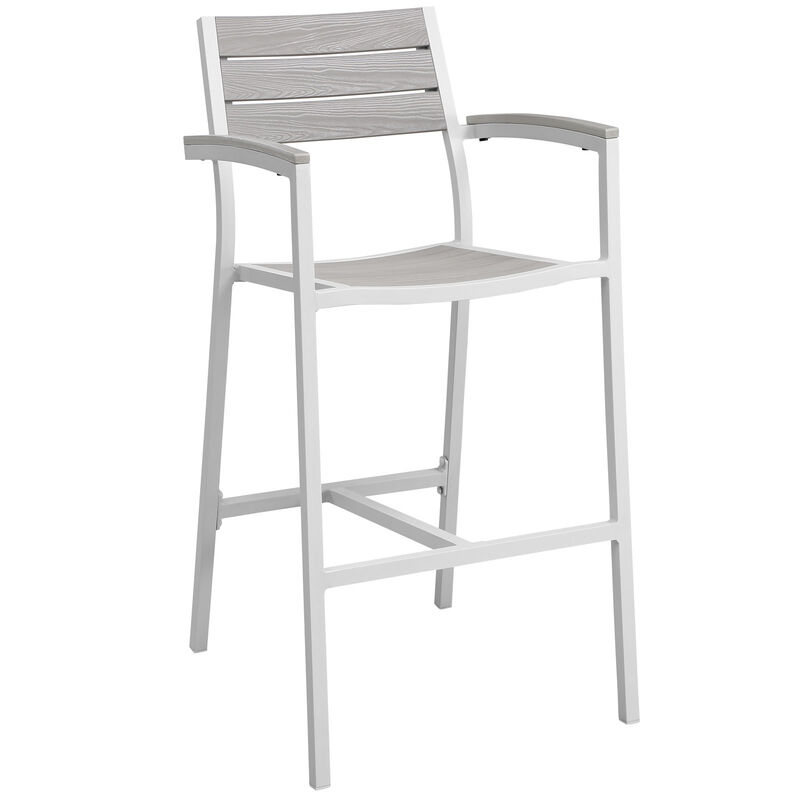 White Light Gray Maine Bar Stool Outdoor Patio Set of 2