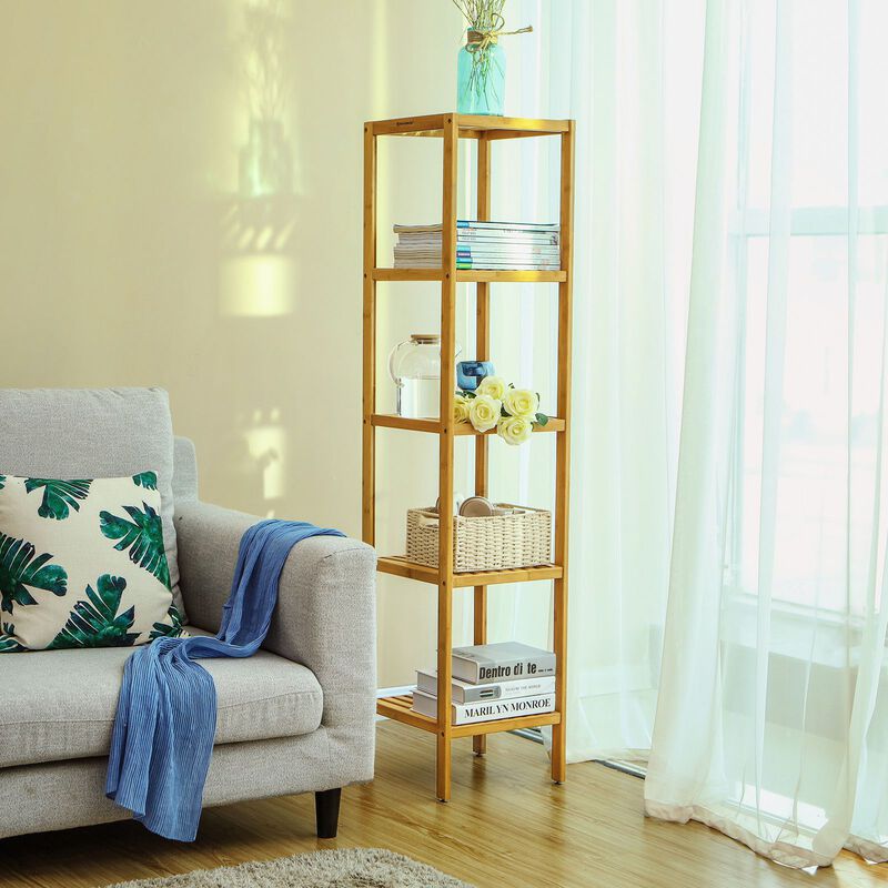 5-Tier Bamboo Bathroom Shelf, Standing Kitchen Rack