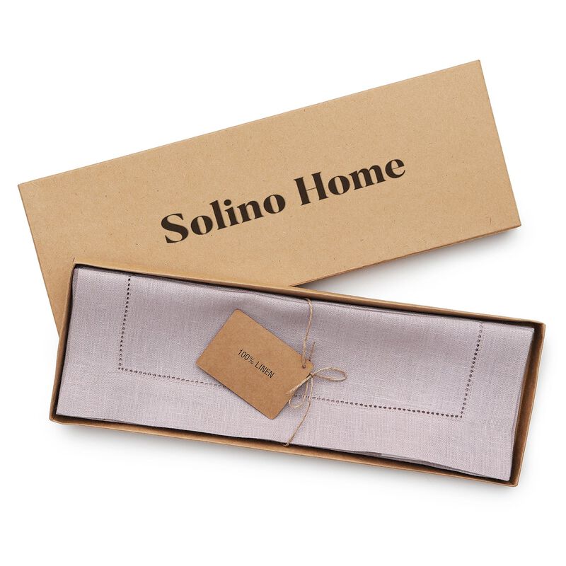 Solino Home 100% Pure Linen Placemats Set of 4 - 14 x 19 Inch | Classic Hemstitch