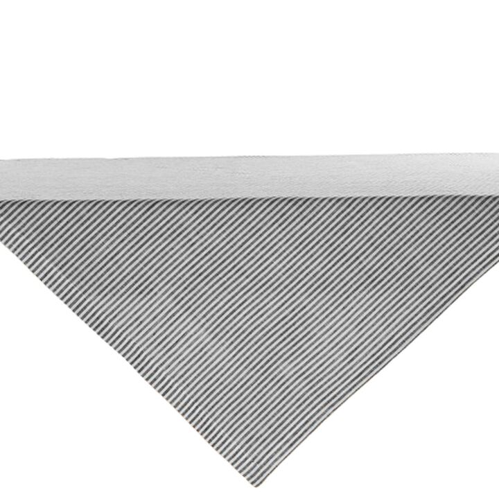 Solino Home 100% Pure Linen Table Throw 52 x 52 Inch | Narrow Stripe for Thanksgiving, Christmas