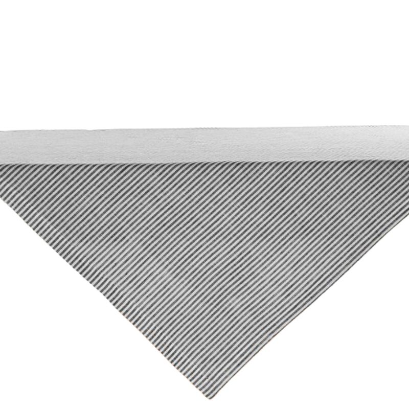 Solino Home 100% Pure Linen Table Throw 52 x 52 Inch | Narrow Stripe for Thanksgiving, Christmas