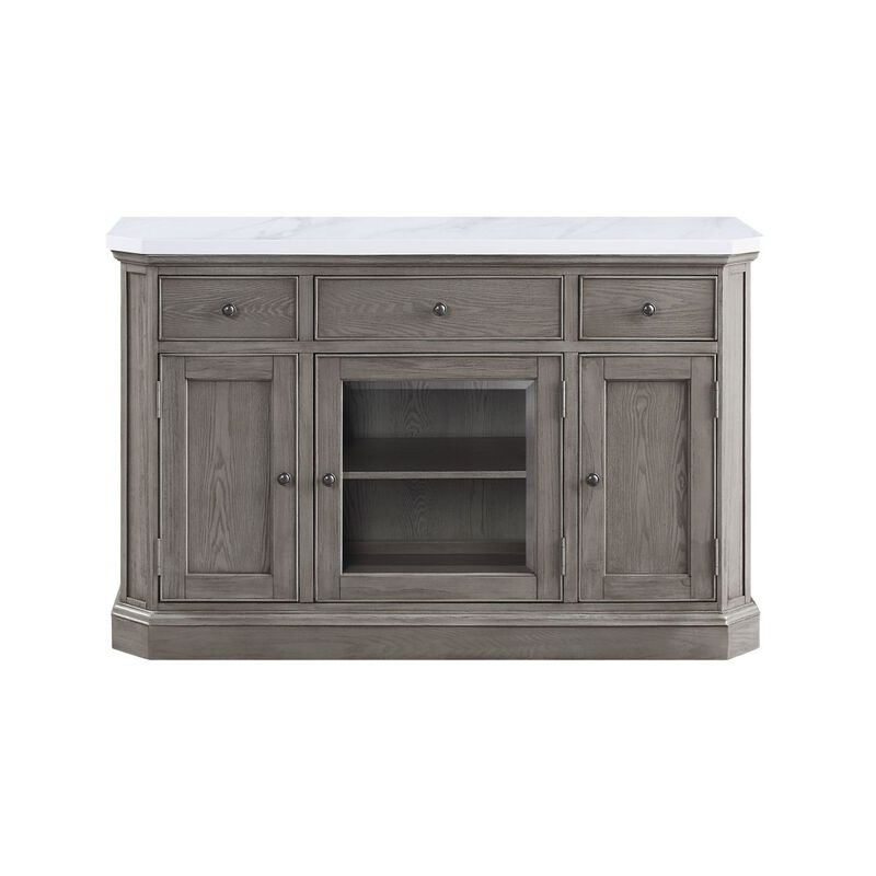 Zumala Server, Marble & Weathered Oak Finish