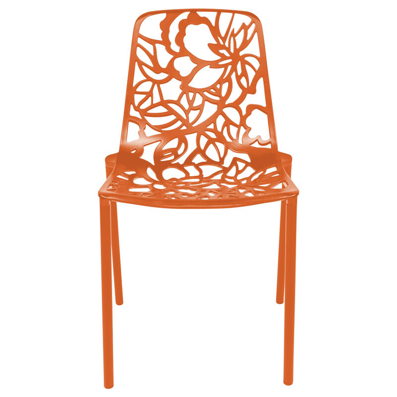 LeisureMod Devon Modern Aluminum Outdoor Dining Chair set of 4 in Brown
