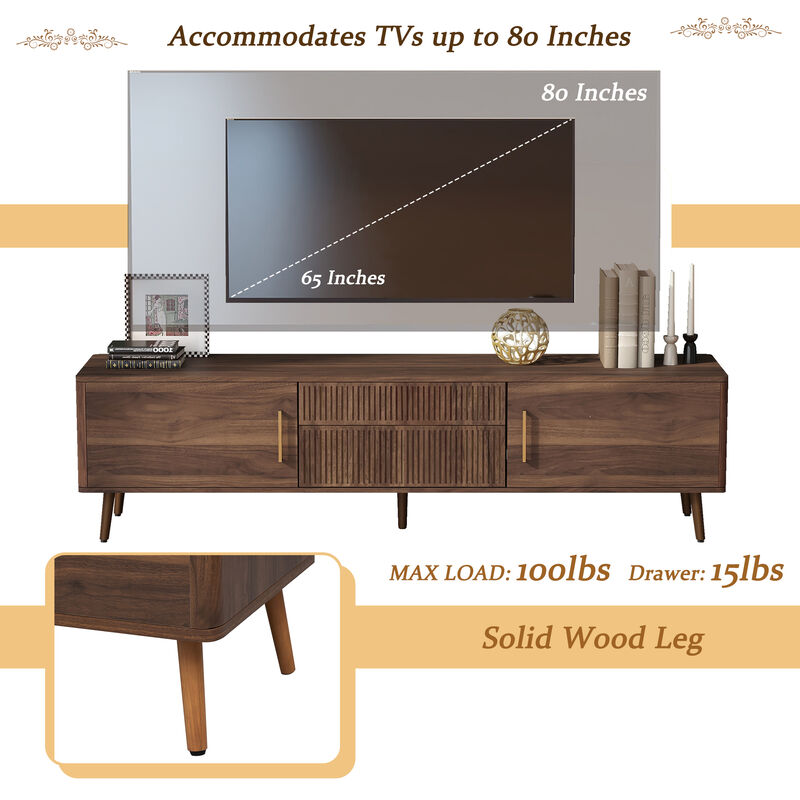 Merax Mid Century Media Console Table TV Stand with 2 Drawers