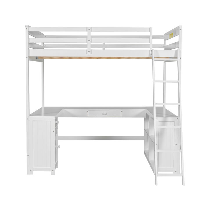 Merax Loft Bed with Desk  and Storage Shelves Merax Loft Bed with Desk  and Storage Shelves