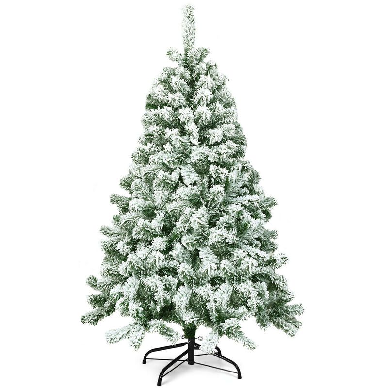 4.5 Feet Snow Flocked Artificial Christmas Tree with 400 Tips