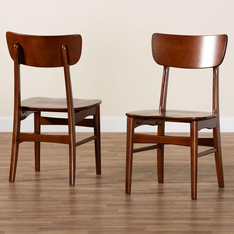 Baxton Studio Netherlands Mid Century Scandinavian Dark Walnut Bent Wood Dining Side Chair