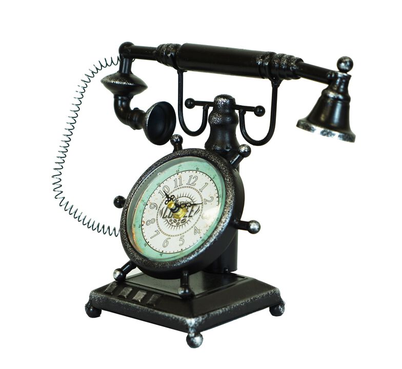 Distressed Bronze Vintage Telephone Table Clock