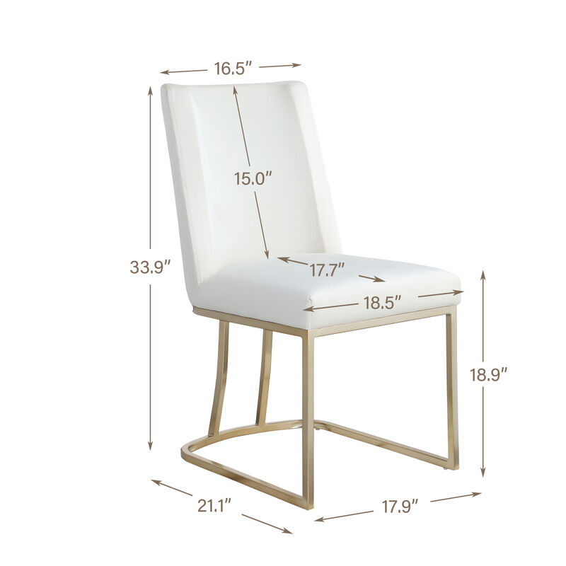 Dining Chairs, Velvet Upholstered Side Chair, Gold Metal Legs (Set Of 2) - Black