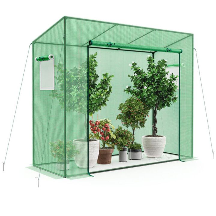 Hivvago Outdoor Portable Walk-in Greenhouse with PE Cover Heavy-Duty Metal Frame Roll-up Zipper Door Hivvago Outdoor Portable Walk-in Greenhouse with PE Cover Heavy-Duty Metal Frame Roll-up Zipper Door